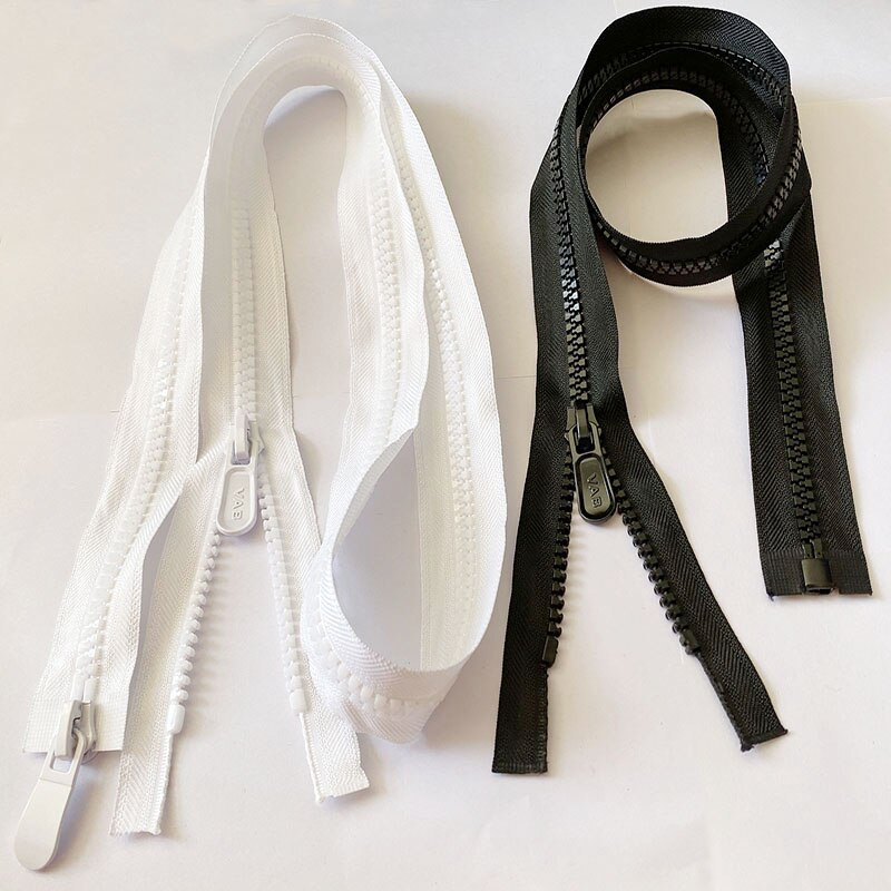 #8 Plastic Resin Zipper Black White Open End Zip Double Sliders Down Jacket Coat for DIY Sewing Clothing Tent Awning zippers