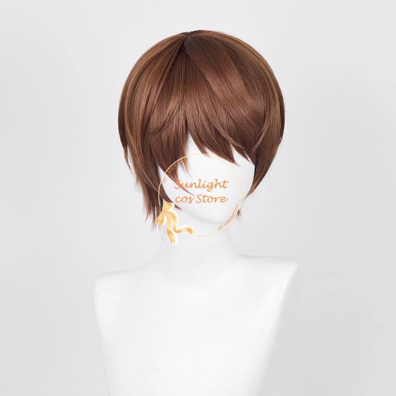 Anime Yagami Light Cosplay Wig 30cm Short Dark Brown Wigs Heat Resistant Synthetic Hair Halloween Party Misa Amane Wig + Wig Cap