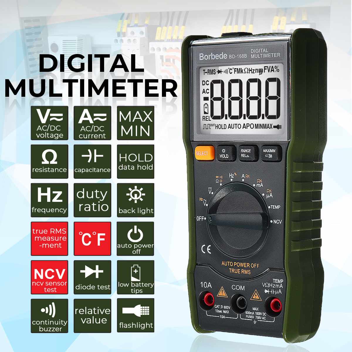 Digital Multimeter 6000 Counts High Speed Auto Range Tester Intelligent NCV True RMS Temperature Universal Multimetro