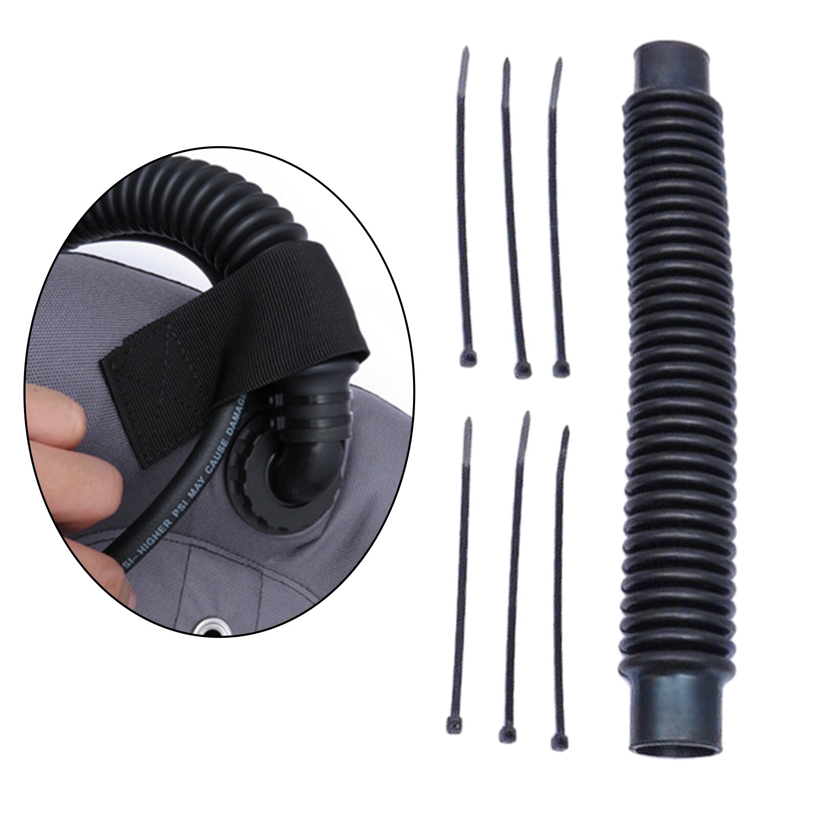 BCD Inflator Hose Durable Corrugated BC Airway Hoses 12/14''/16' Diver Pipe: 12inch