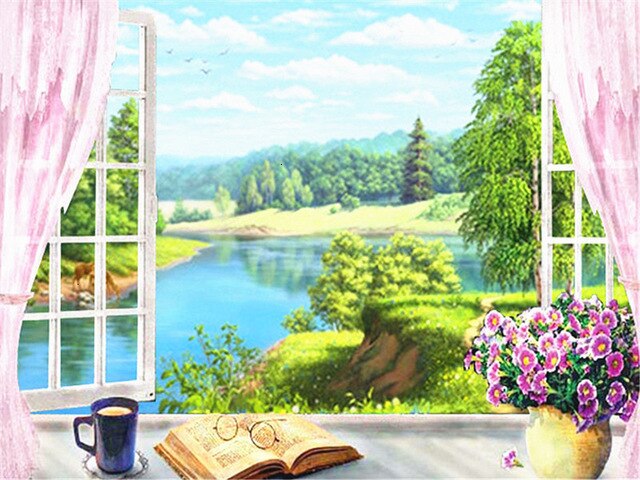 HUACAN peinture par numéros fenêtre paysage dessin sur toile peint à la main Art photo Kits bricolage décoration de la maison