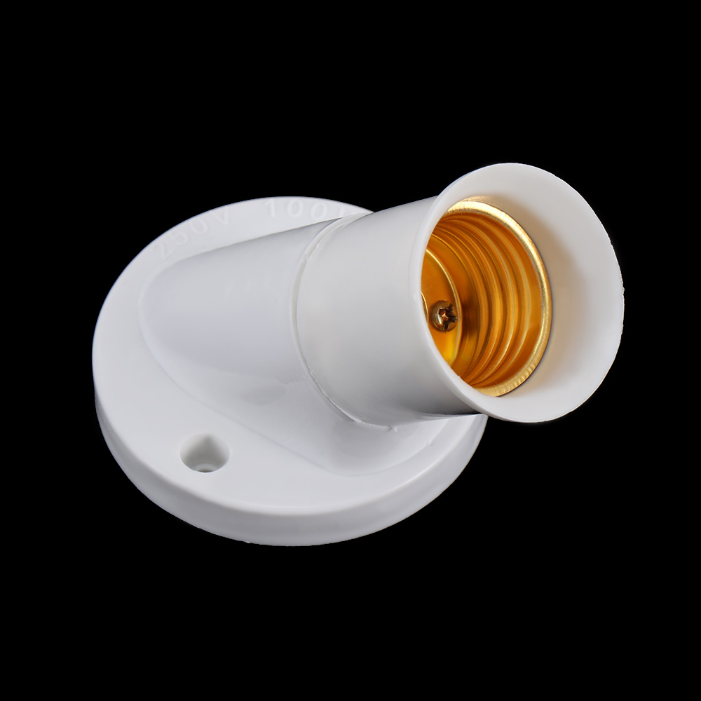 E27 lampe sokkel 45 graders vinkel skrå skrue plast pære base væg lampeholdere adapter konverter  ac 250v