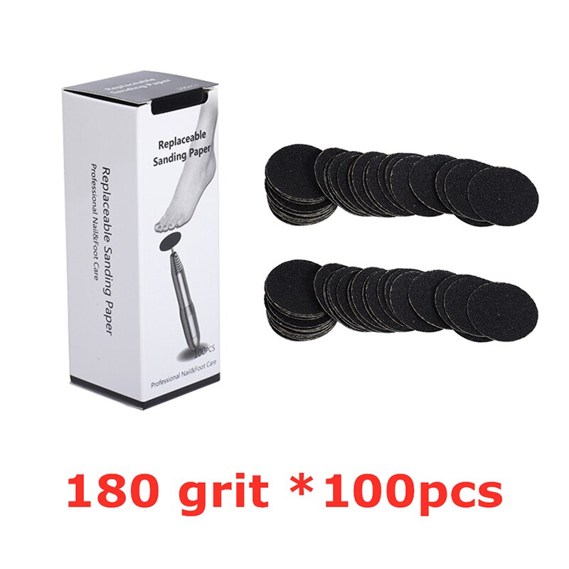 Broca de diamante para unhas, lixa de papel para limpeza de cutículas dos pés, fresa de pele morta, acessórios de manicure e pedicure: G180-100pcs