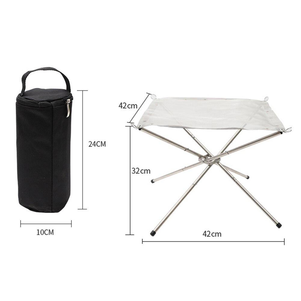 Stainless Steel Outdoor Camping Hiking Campfire Pit Practical Multi-functional Durable Fire Rack Foldable Mesh Fire Pit