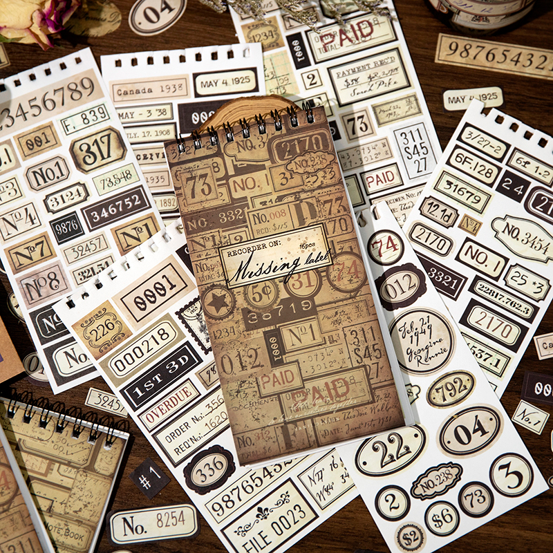 Yoofun 12pcs Vintage Stickers Washi Paper Sticker for Scrapbooking Stationery Planner Journal Diary Album Decal DIY Labels