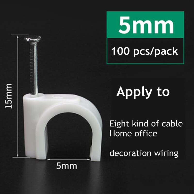 100 pcs 4/5/6/7/8/9/10/12mm Cable Steel Nail Line Card Card Wire Line Circular Cable Clips Trough Wire Fixing: 5mm