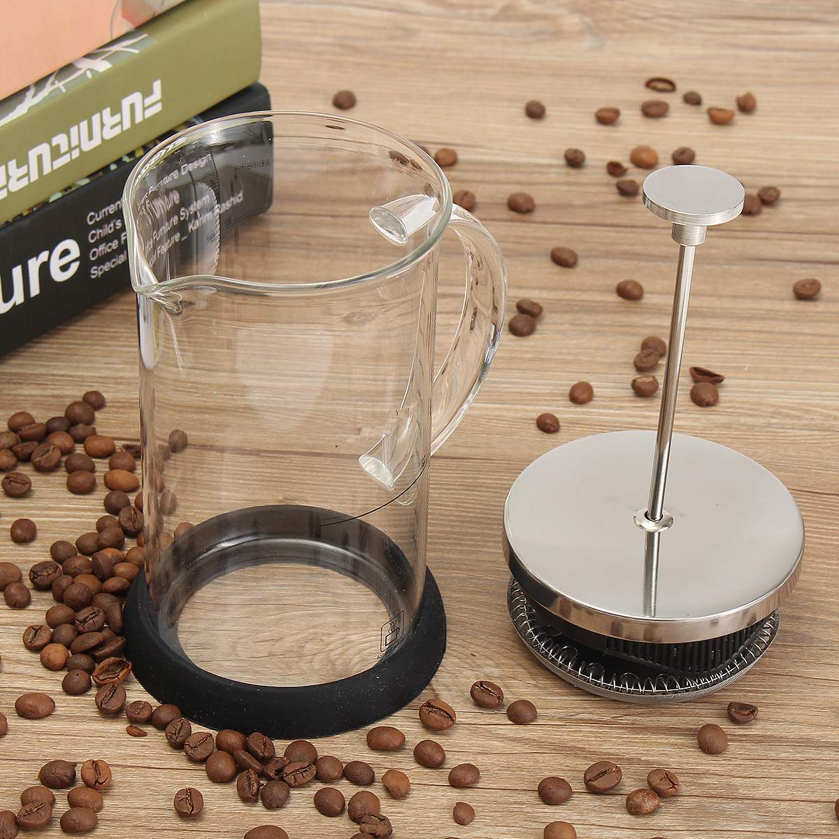 1 Uds. Cafetera de 600ml hecha a mano, cafetera de prensa francesa, tetera de cristal, herramientas de elaboración, utensilios de cocina