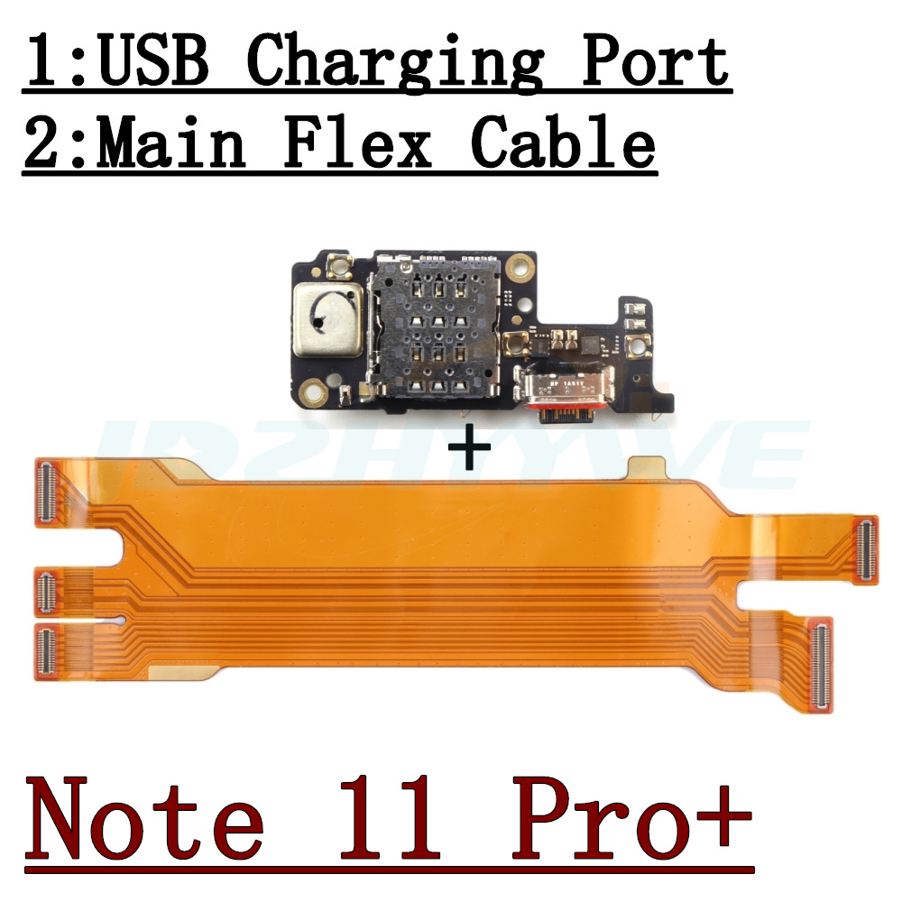 USB-Ladeanschluss SIM-Kartenleser-Anschlussplatine für Xiaomi Redmi Hinweis 9S 9 10 10s 11 11s 12 12S 13 Profi+ 5G 4G Hauptflexkabel: Grün