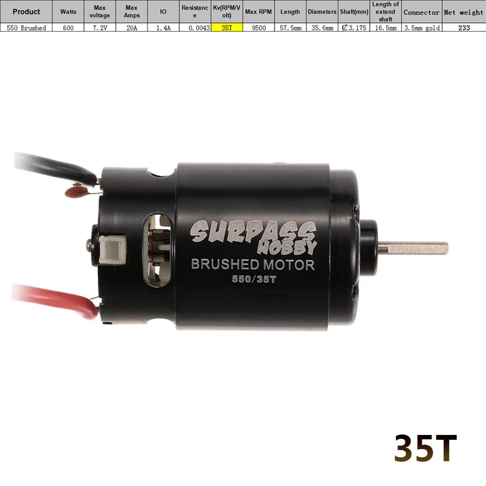 RC Brushed Motor - 550 Size - 12T 21T 27T 35T - for 1/10 RC Cars Off-Road Rock Crawler: 35T