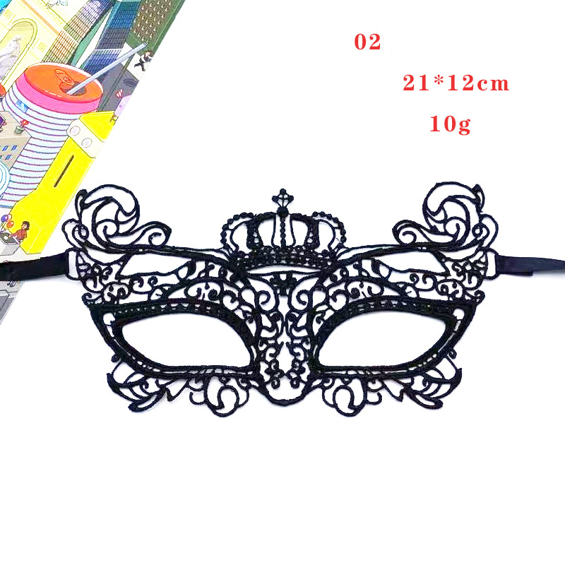 Women Gothic Lace Mask Cosplay Halloween Party Carnival Sexy Lady Costumes Half Face Animal Role Playing Masques For Girls: black