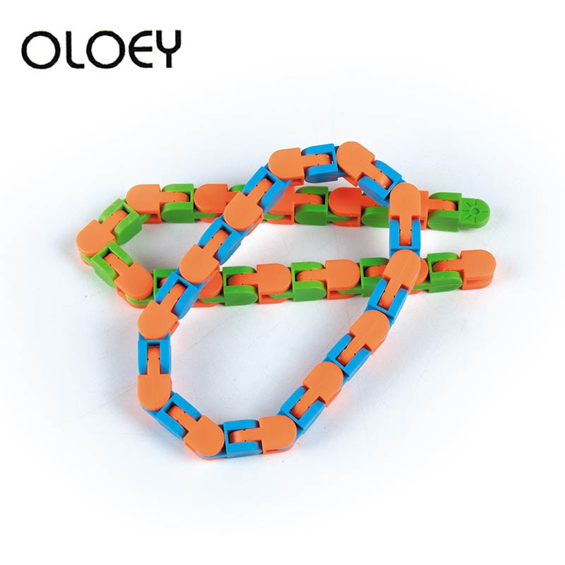 Tangles Fidget Tiys Colorful Puzzle Sensory Tracks Snap Finger Toy 24 Bicycle Chain Track Pressure Relief Toy