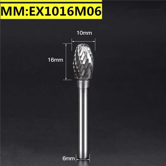 1pc solid carbide tungsten steel milling cutter,6mm shank E type Metal electric grinding head,Polishing tool: EX1016M06