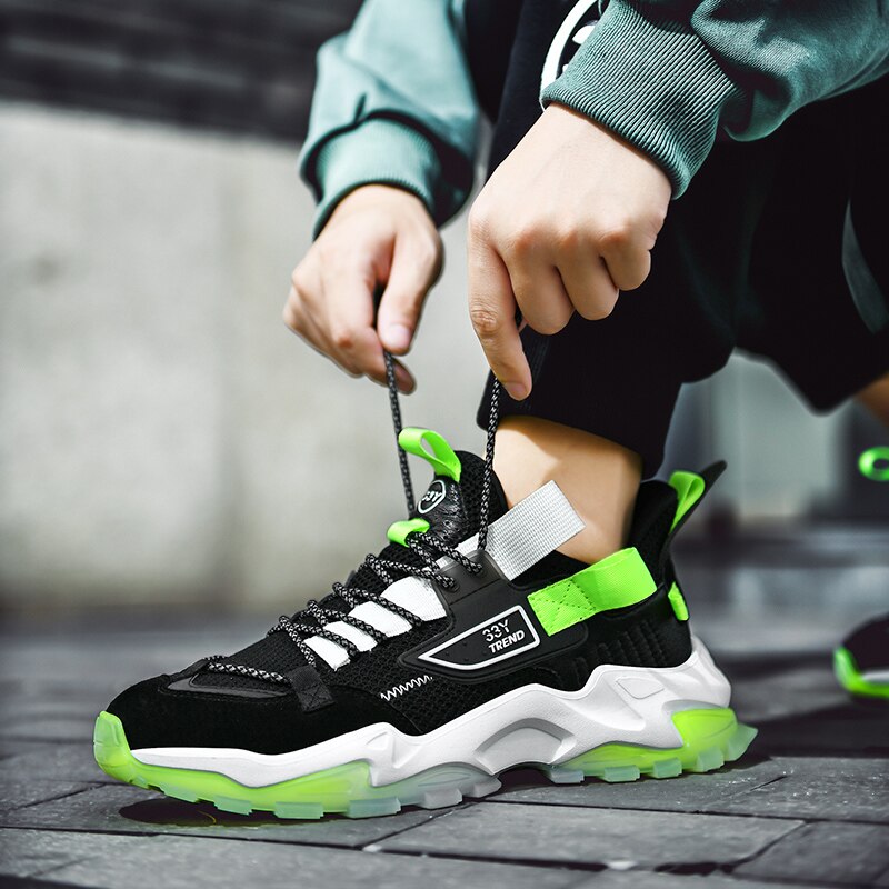 Chunky Sneakers Men Shoes Black Outdoor Trend Platform Sports Jogging Running Shoes
