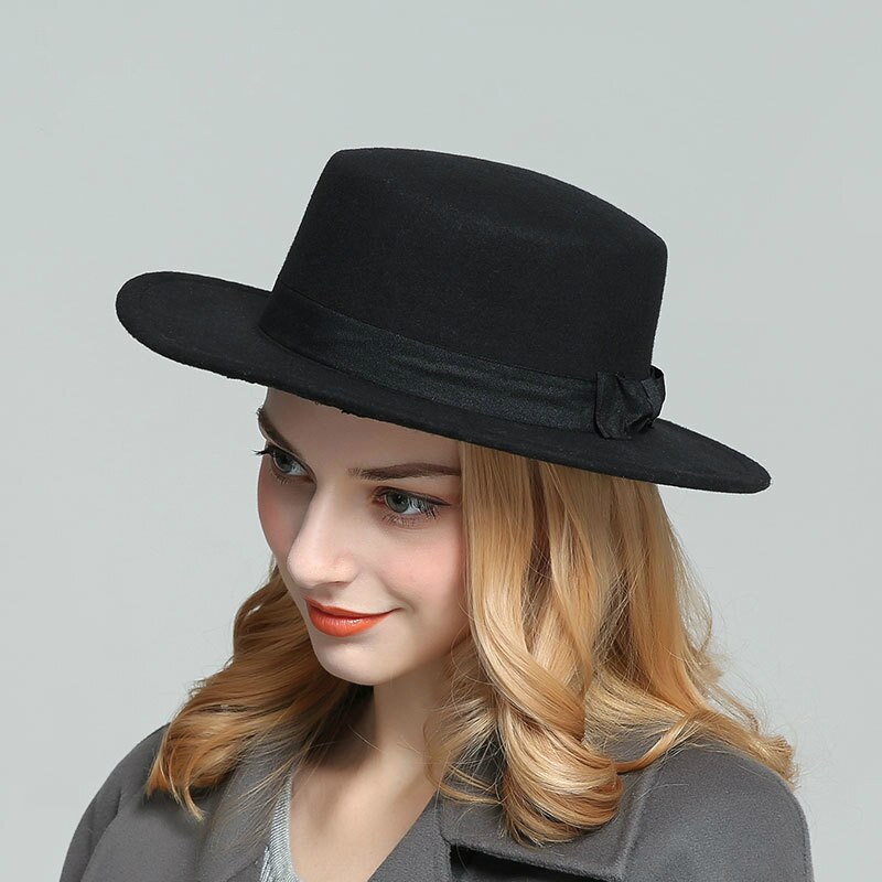 Säsongsbetonad trend rak rak topp hatt prinsessahatt filthatt retro herre hattar dam mössor