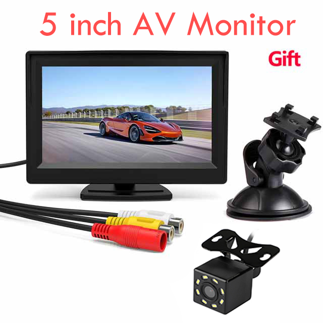 5 inch TFT LCD Screen Car Monitor HD800*480 Reversing Parking Monitor with 2 Video Input For Reverse Rearview Camera: Black 5 inch 8