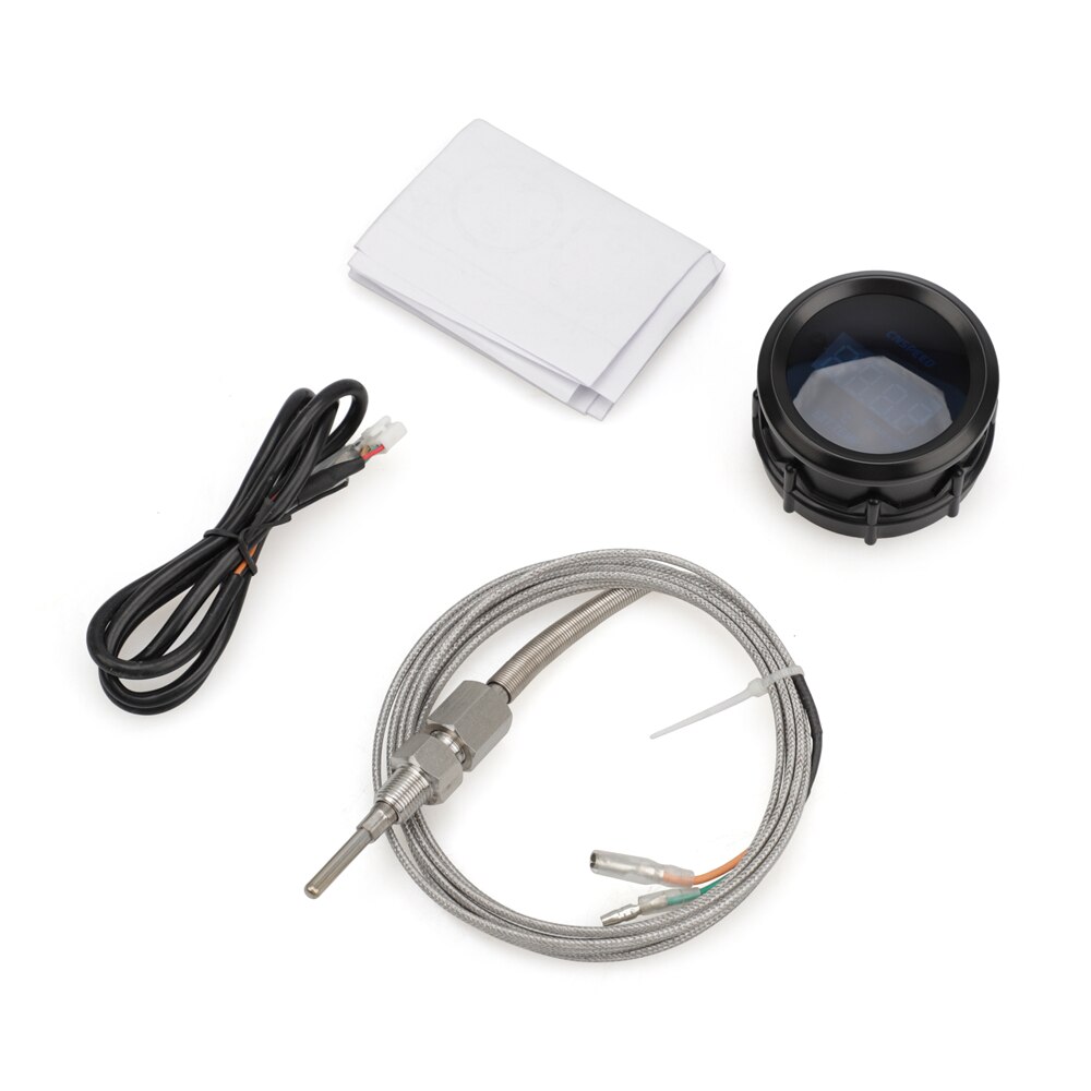 CNSPEED 2" 52mm Exhaust Gas Temperature Gauge Digital Exhaust Gas Temp Gauge Blue Led EGT EXT Gauge Car Meter With Sensor