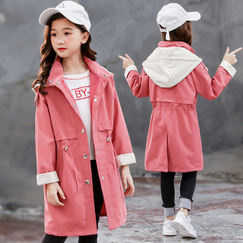 Girls trench coats kids windbreaker spring autumn teenage long coats outerwear for children clothes 5 7 9 11 13 Year
