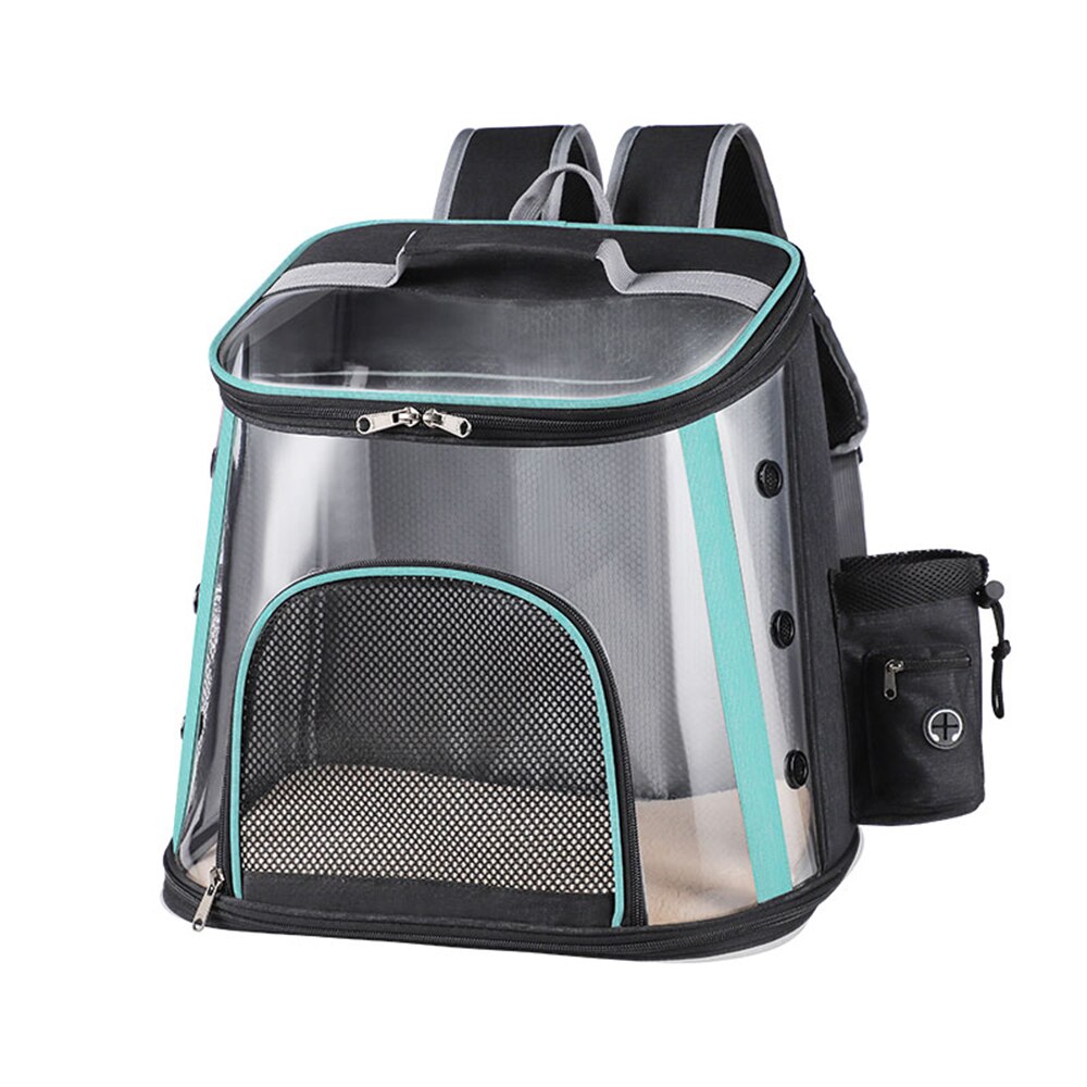 Cat Backpack Carriers Foldable Transparent Visible Pet Backpack Breathable and Sweat-absorbent Backpack for Travel, Hiking: Lake Blue / M