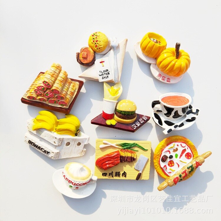Autocollants frigidaire | Aimants, Simulation pain petit déjeuner après-midi thé fruits Dessert cuisine, décoration réfrigérateur en résine autocollants idées