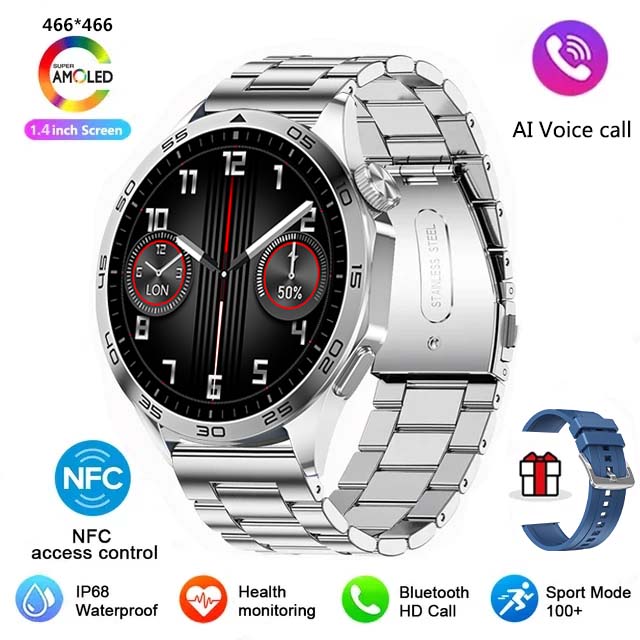 2024 novo para huawei xiaomi gt4 pro relógio inteligente masculino nfc gps rastreador amoled 466*466 tela hd freqüência cardíaca bluetooth chamada smartwatch: ROXO