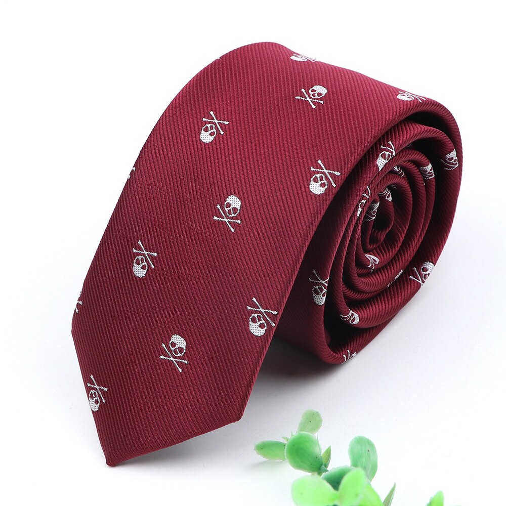 Skull Ties For Men Casual Slim Classic Polyester Neckties Man Tie for Wedding Halloween Party Male tie Neckwear: Tie 6cm-2