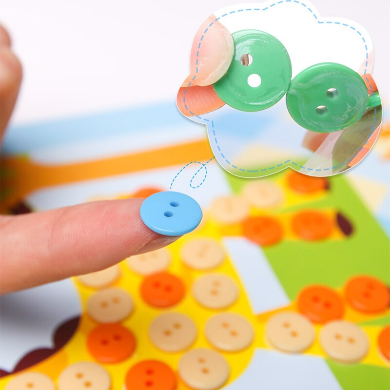 12P kindergarten arts crafts diy toys Button Puzzle Stickers crafts kids educational for children&#39;s toys girl/boy christmas