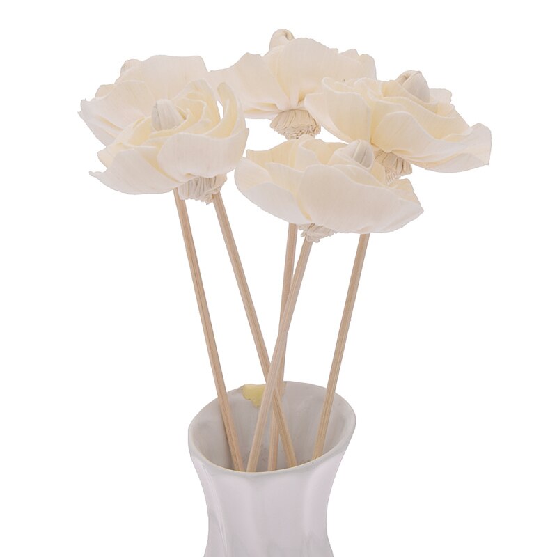 5 Pcs Bloem Vormige Geen Vuur Aroma Diffuser Sticks Huishouden Slaapkamer Aroma Diffuser Accessoires Riet Rotan Stok