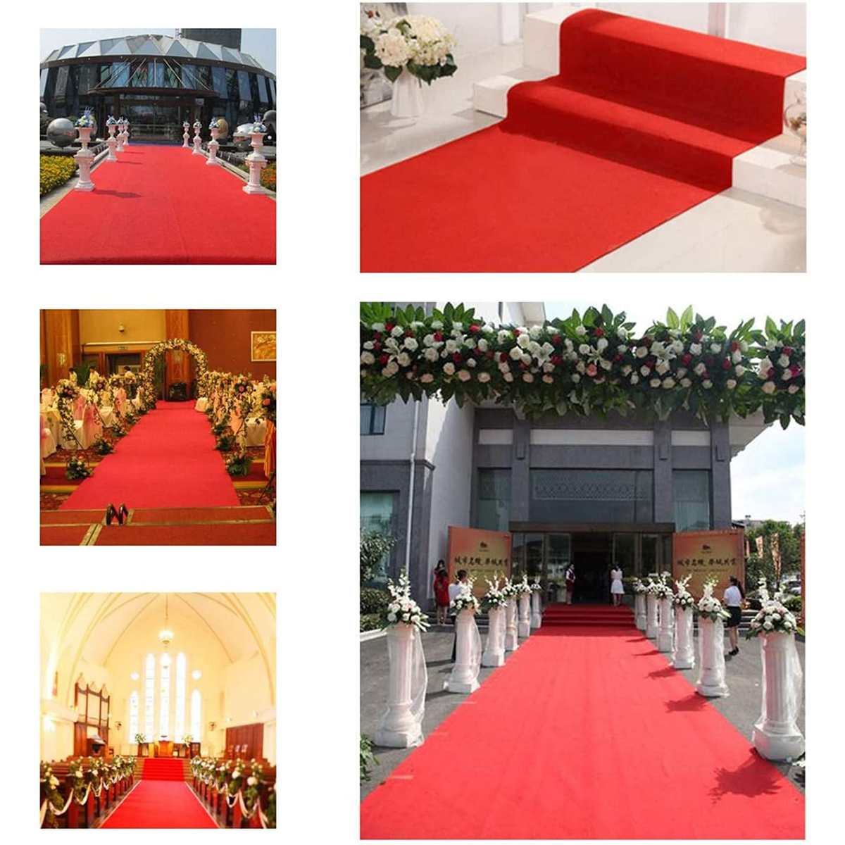 1M-20M Red Carpet Wedding Party Carpet Rug Aisle Carpet Red Decoration non-woven fabric for Outdoor Weddings