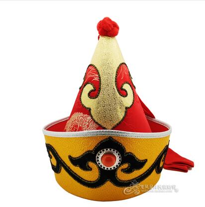 Mongol mâle chapeau pointu haut casquette minorité chapeau Prince de mongolie scène de danse pointu extrémité Folk chapeau: Rouge