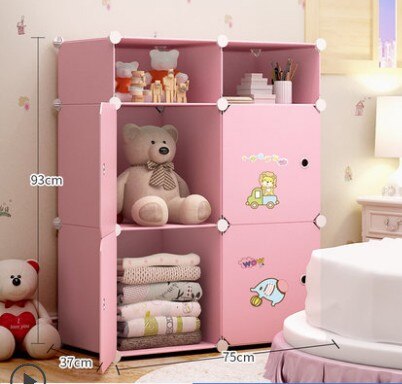DIY Multi-layer Simple Children Wardrobe Girl Assembled Plastic Closet Cartoon Simple Modern Economic Baby Storage Cabinet