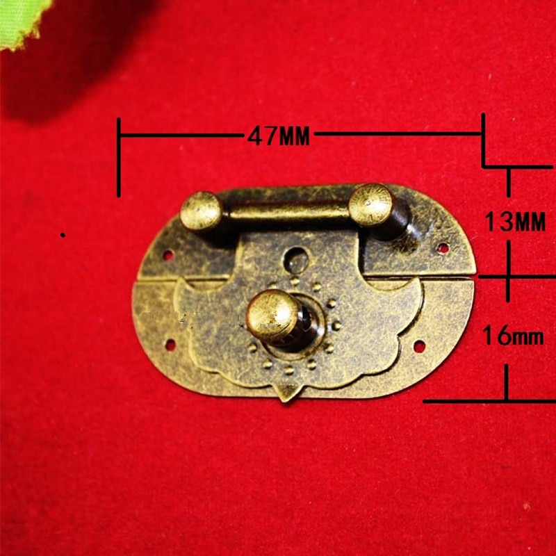Antieke Vergrendelingen Decoratieve Lade Hasp Sieraden Houten Doos Koffer Hasp Lock Klink Met Schroeven Vintage Sluiting Sloten, 47*29mm, 1 Set