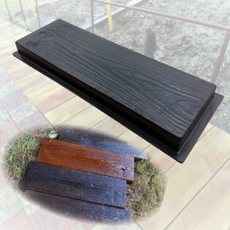 95AA Imitation Wood Grain DIY Path Maker Paving Cement Brick Mold Stepping Pavement