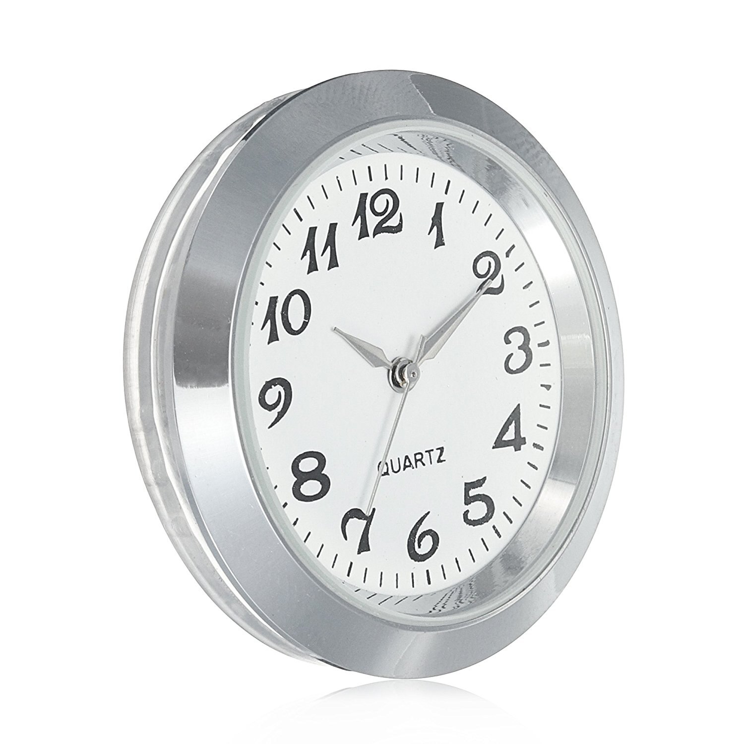 Mini Uhr Einsatz Quarz Bewegung Runde 1 7/16 "(35mm) miniatur Uhr Passen Weiß Gesicht Silber Tonne Lünette Arabischen Ziffern