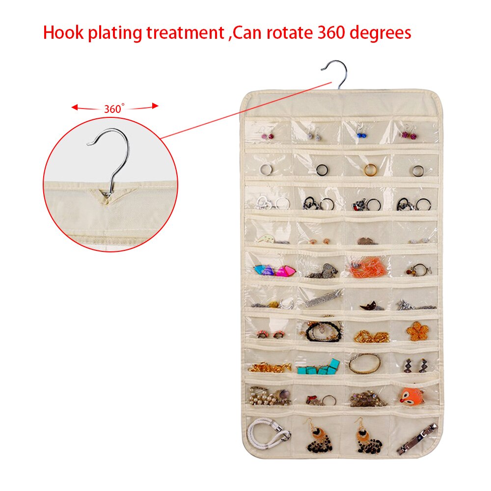 1 Uds 80 bolsillos organizador de joyas colgantes doble cara bolsa para guardar joyas para guardar pendientes bolsa de joyas