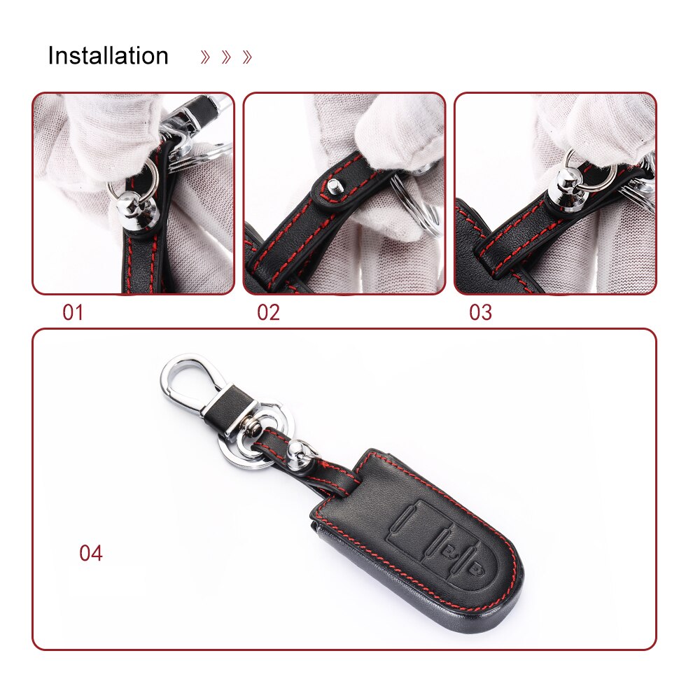 Top Layer Leather Car Key Cover for Toyota Rush Daihatsu Tanto LA600S LA800S LA610S Perodua Smart Keys Case 2 Buttons Keychain