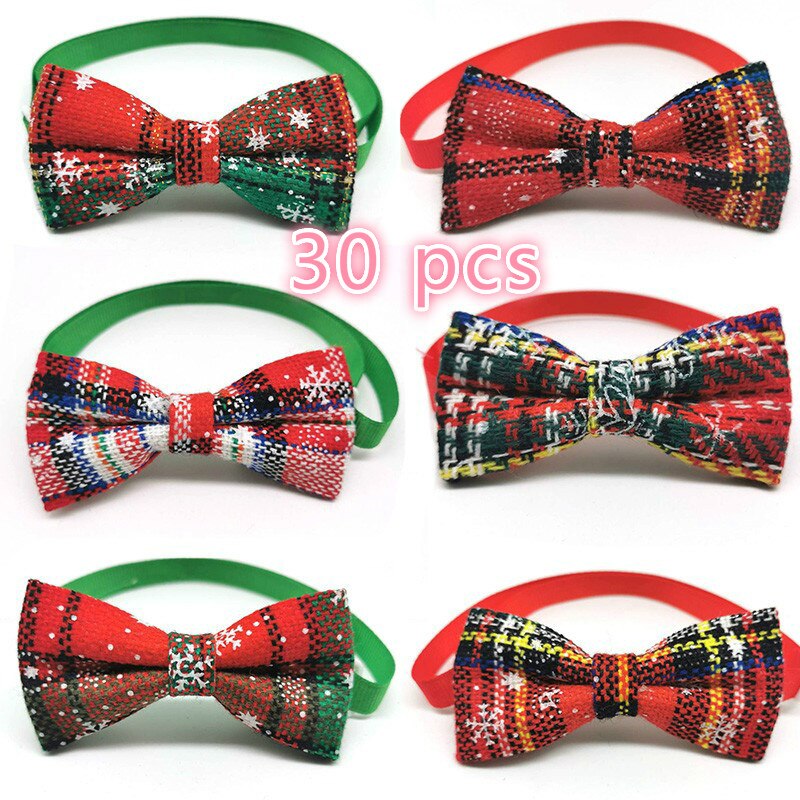 30/50 Stuks Kerst Hond Bows Kraag Hond Strikjes Hond Kerst Accessoires Dierbenodigdheden Kleine Hond strikjes: 30pcs