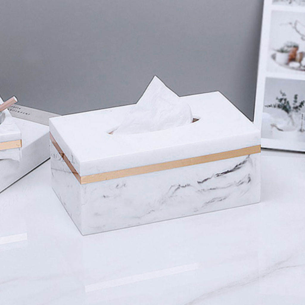 Tissue Box Cover Storage Portable Decoration Stylish Paper Stand Napkin Box for Kitchen Living Room Bedside Tables Tops Hotel: White Gold