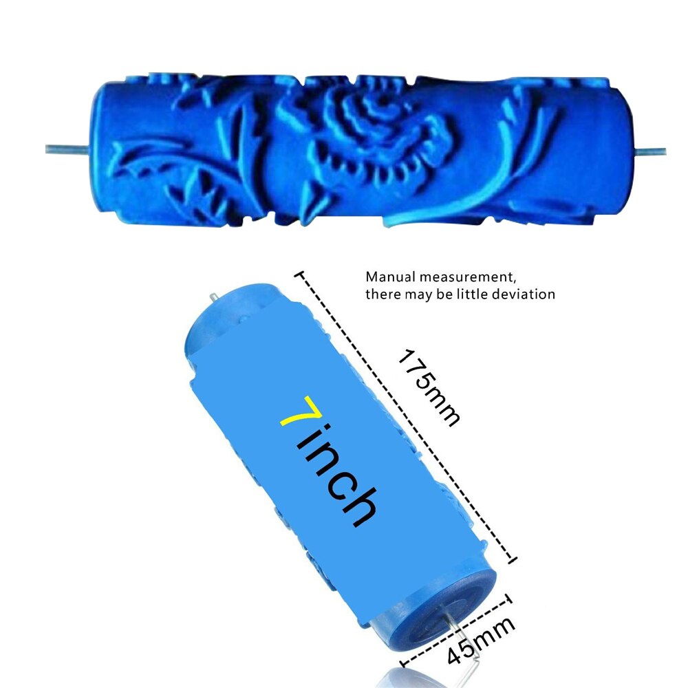 Handverktyg för hem gummi väggmålning roller ros kornmönster roller blå utan handtag grepp