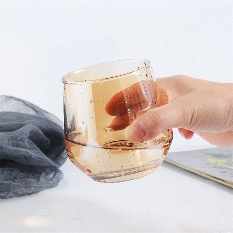 Gobelet à eau en verre, artisanal rond, plaqué or, verre à vin, grande capacité, verres à jus, whisky, Vodka, pour Bar et Restaurant