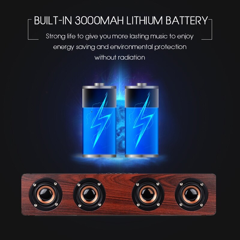 Legno Altoparlante Senza Fili del Bluetooth Portatile super basso casa Theater Soundbar oratore TV Subwoofer Bluetooth Colonna Altoparlanti