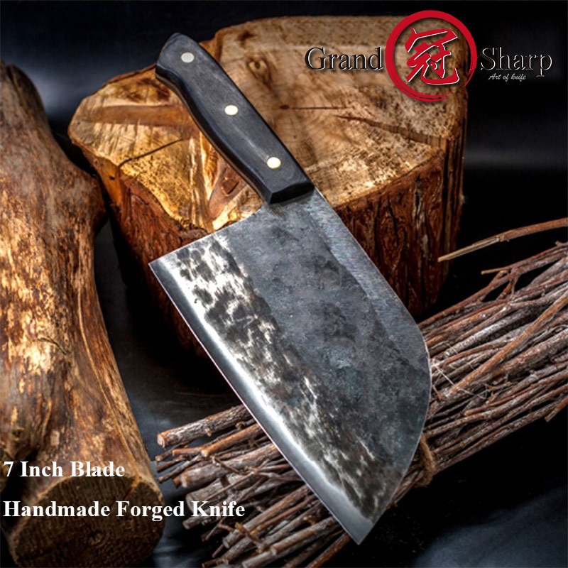 Cuchillo de Chef forjado a mano, cuchillo de cocina chino de acero forjado, herramientas para cortar carne y verduras