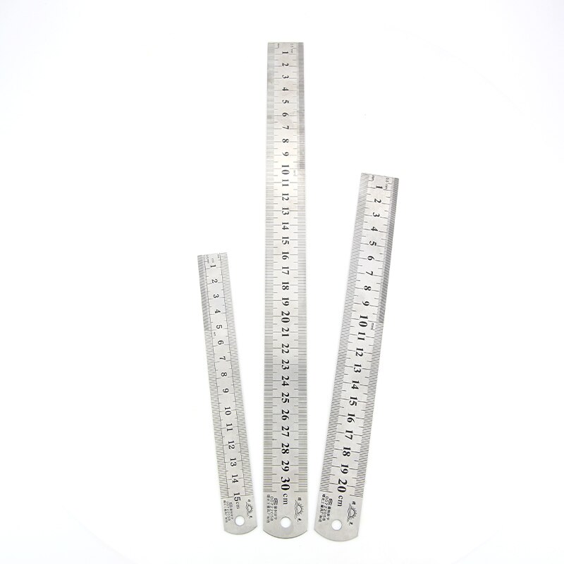 1pcs Straightedge Double Side Scale Metal Ruler Stainless Steel Woodworking Drawing Measuring Tools 0-15/25/30mm