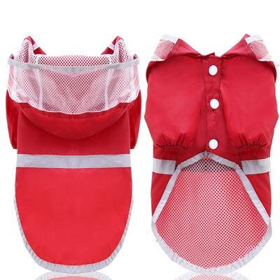 Borgogna Impermeabile Del canna Della Maglia Interno Riflettente di Sicurezza nel Buio Impermeabile con Cappuccio Impermeabile Cappotto di Pioggia Giacca per Grandi Cani husky L: S