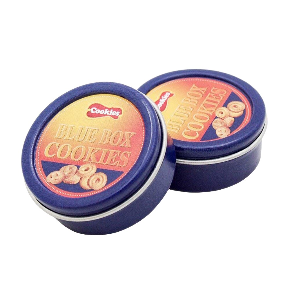 Odoria 1:6 Miniature 2PCS Blue Cookies Boxes Metal Biscuit Food Dollhouse Kitchen Accessories
