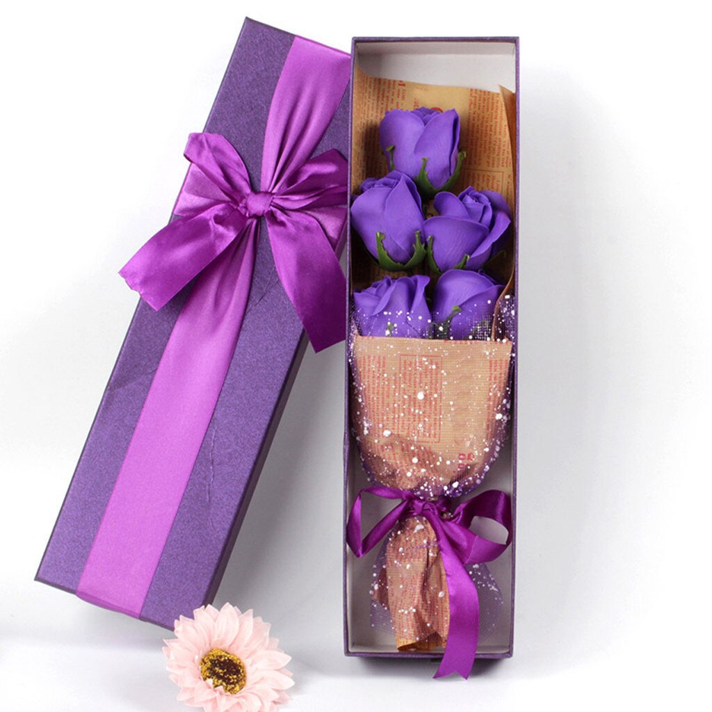 Caja de de jabón de rosas y flores, de decoración de boda, San Valentín: Púrpura