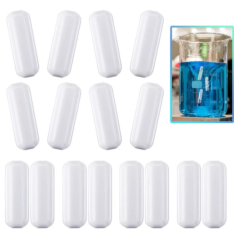 16 Pieces PTFE Magnetic Stirrer Mixer Stir Bar, White Color, Stir Rod Magnetic, Laboratory Bar, Stir Plate Magnet