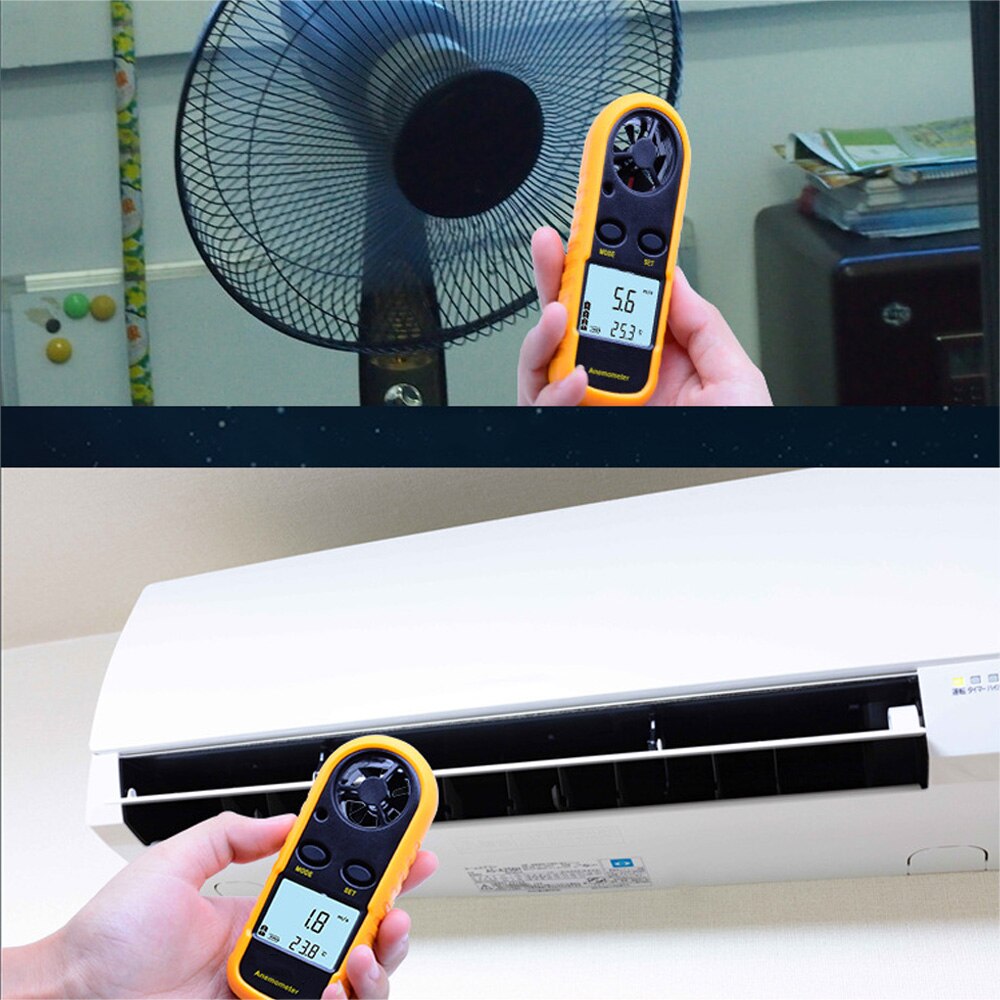 Digital Anemometer Mini with Temperature Tester Handheld Wind Speed Meter with LCD Backlight Display Durable Airflow Wind Meter
