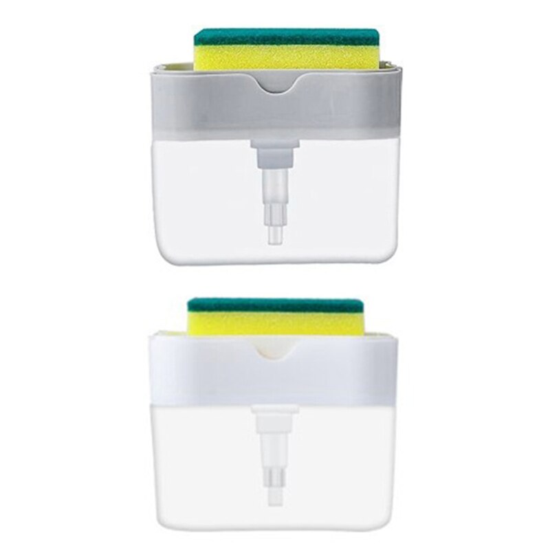 Kitchen Scrubbing Liquid Detergent Dispenser Press-Type Liquid Box Scouring Pad Dish Washing Soap Box