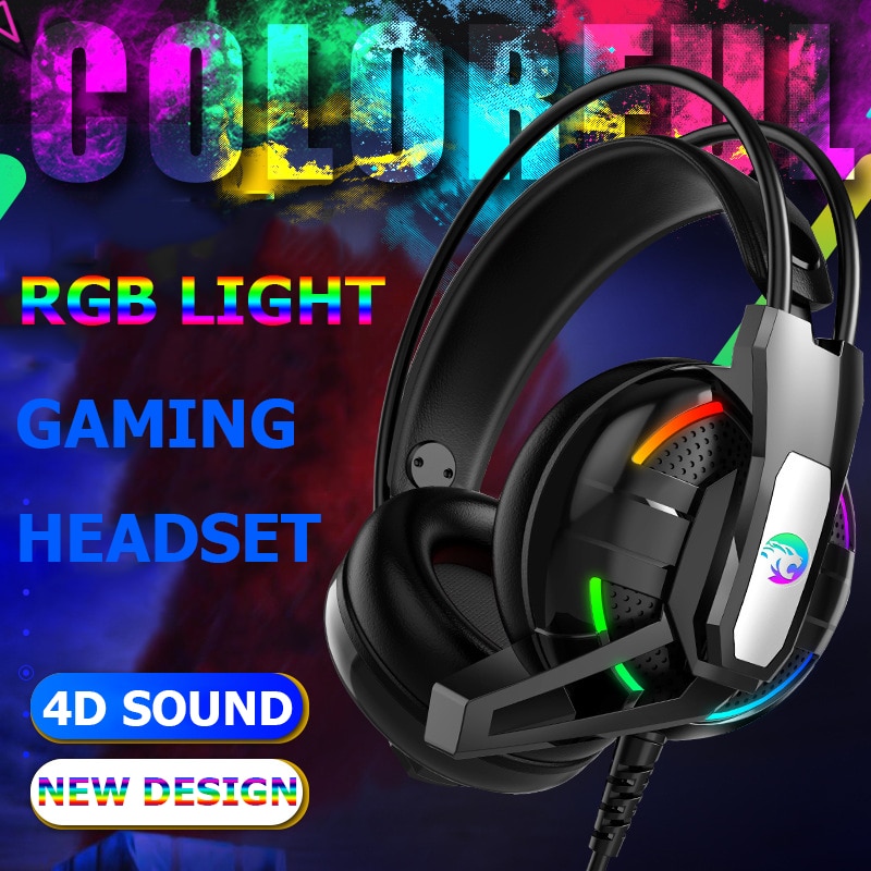 PS4 Gaming Hoofdtelefoon 4D Stereo Rgb Licht Koptelefoon Video Game Headset Met Microfoon Voor Xbox One/Laptop/ pc Tablet Gamer