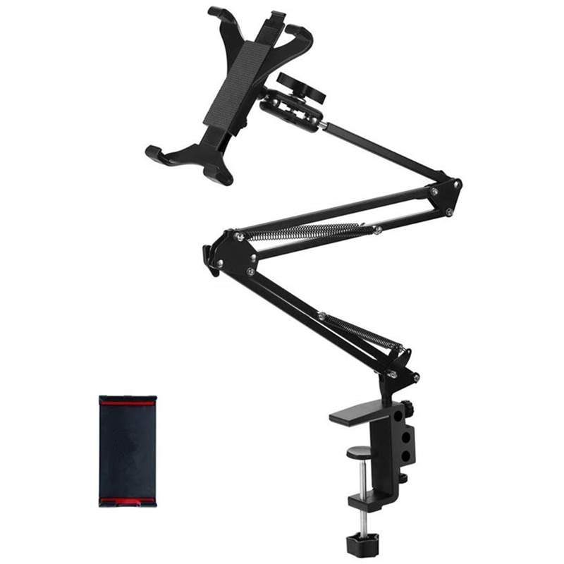 Vikbar telefon surfplatta fäste hållare aluminium universal justerbar lång arm bord säng tablett stativ för ipad air mini pro 4-13 ''